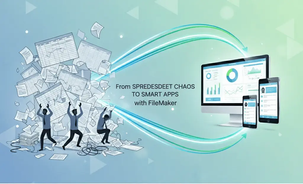 Illustration for “From Spreadsheet Chaos to Smart Apps: Why Businesses Are Switching to FileMaker”