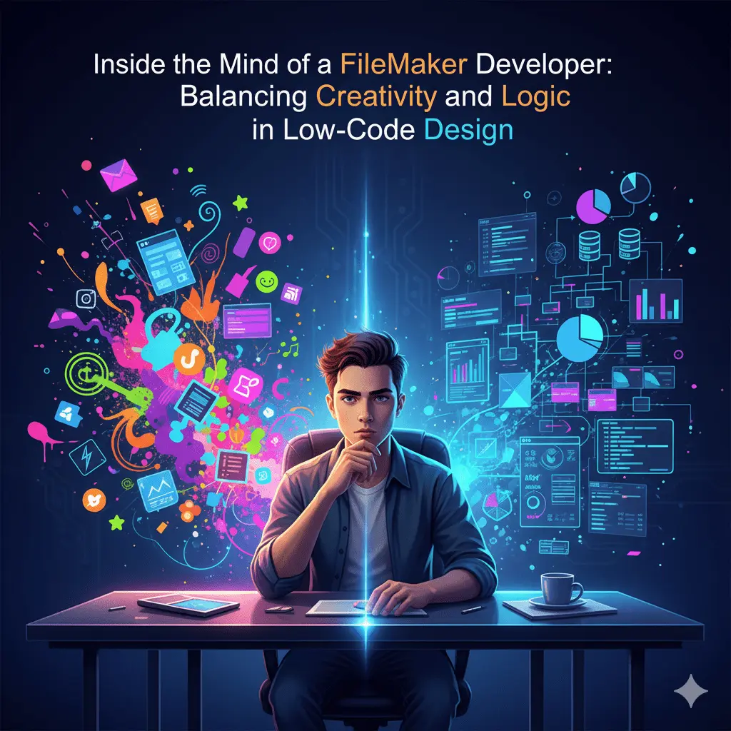 Illustration for “Inside the Mind of a FileMaker Developer: Balancing Creativity and Logic in Low-Code Design”