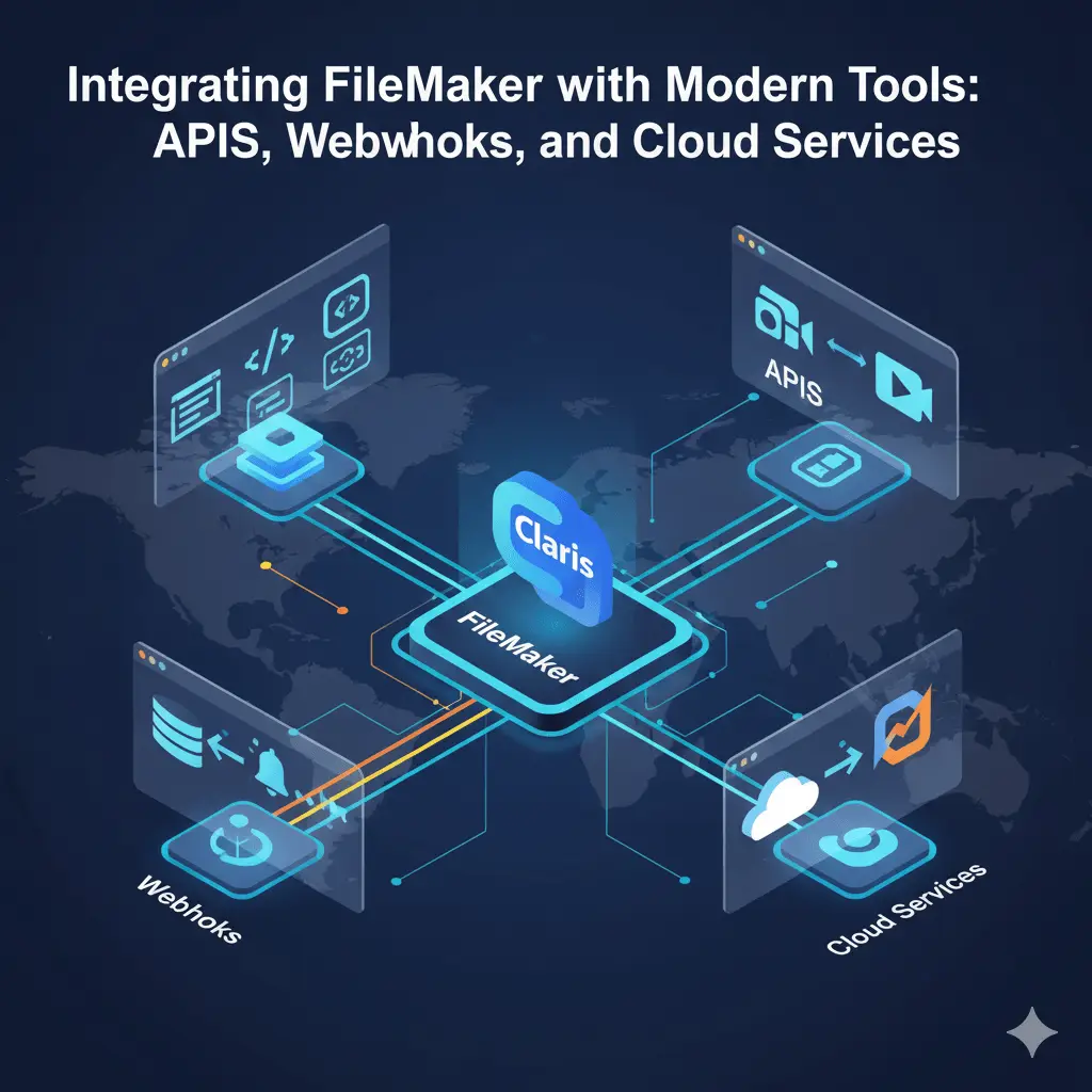 Illustration for “Integrating Claris FileMaker with Modern Tools: APIs, Webhooks, and Cloud Services”