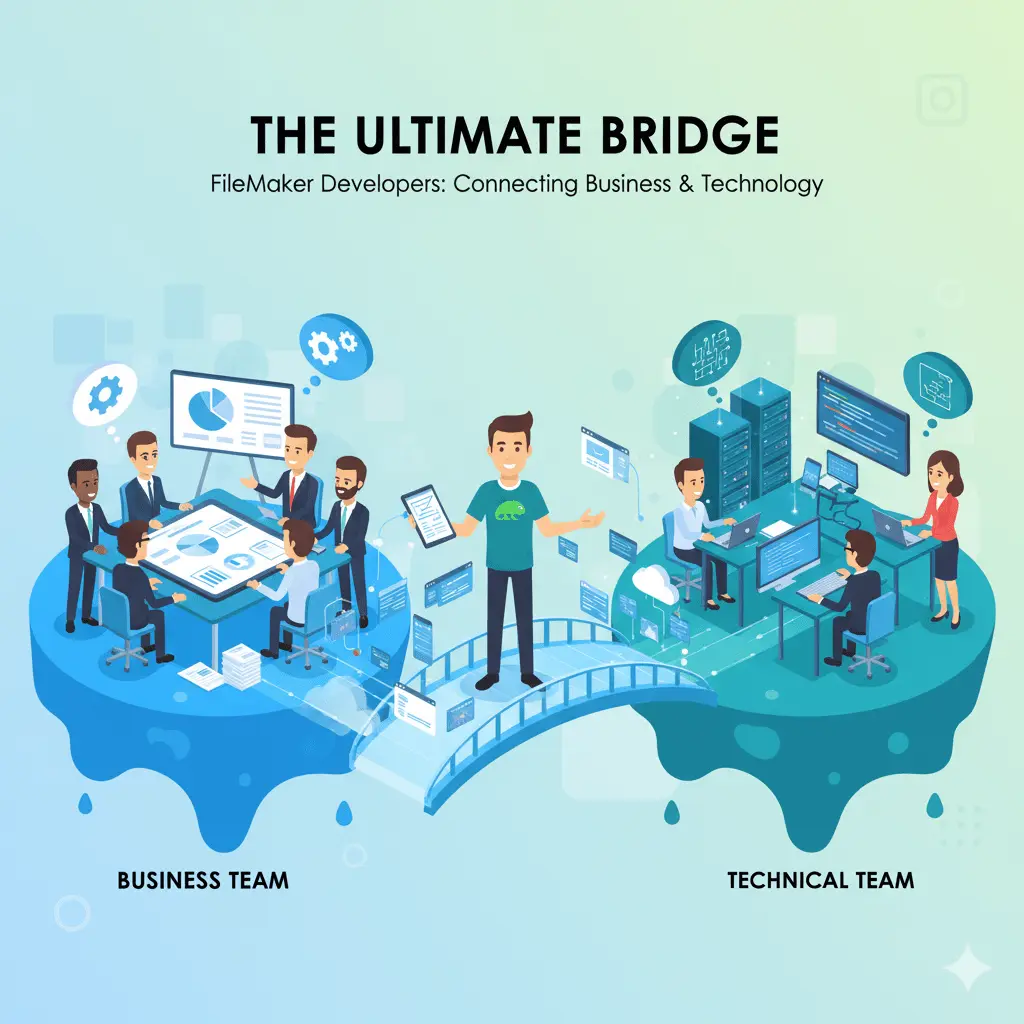 Illustration for “Why FileMaker Developers Are the Bridge Between Business Teams & Technical Teams”