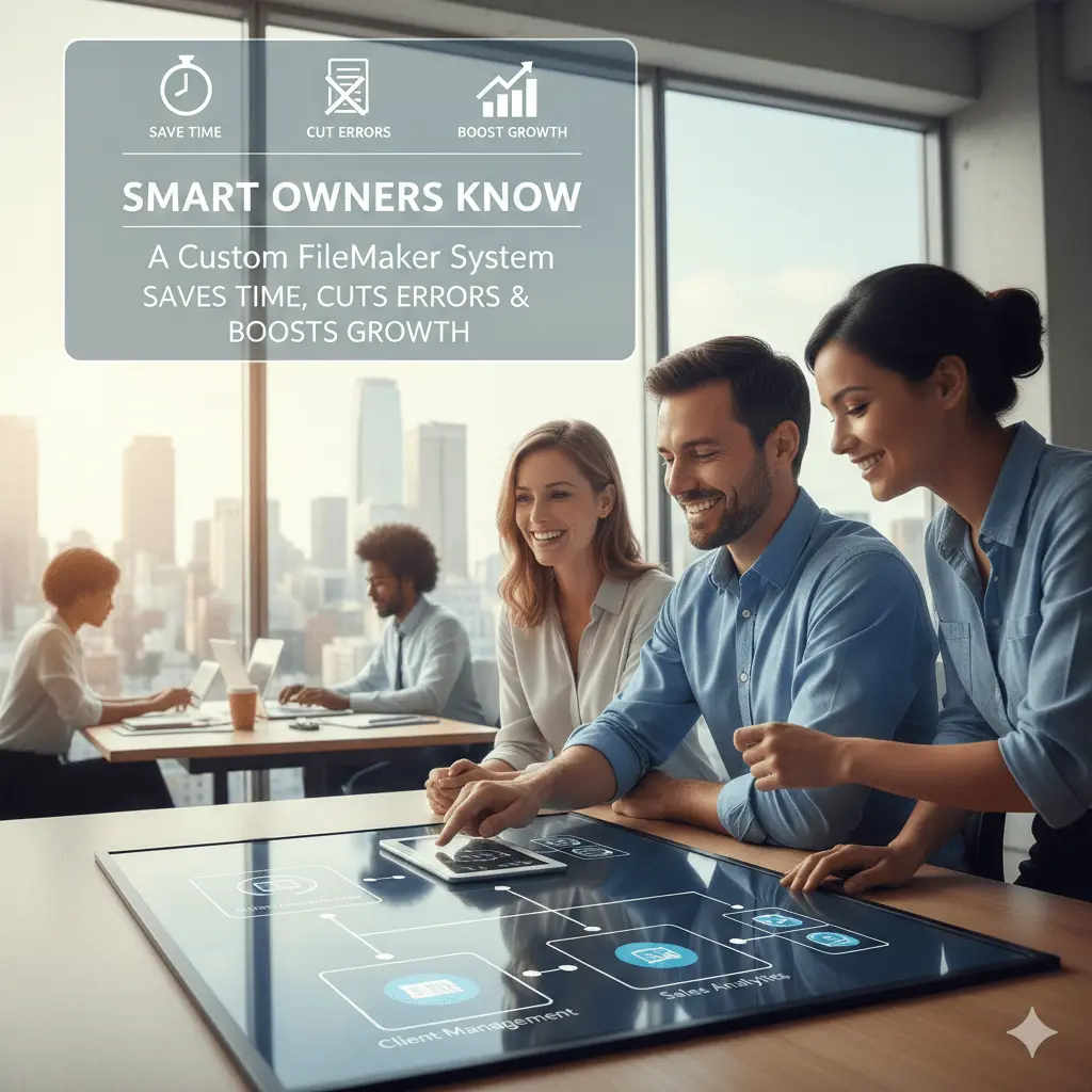 Illustration for “Smart Owners Know: A Custom FileMaker System Saves Time, Cuts Errors, and Boosts Growth”